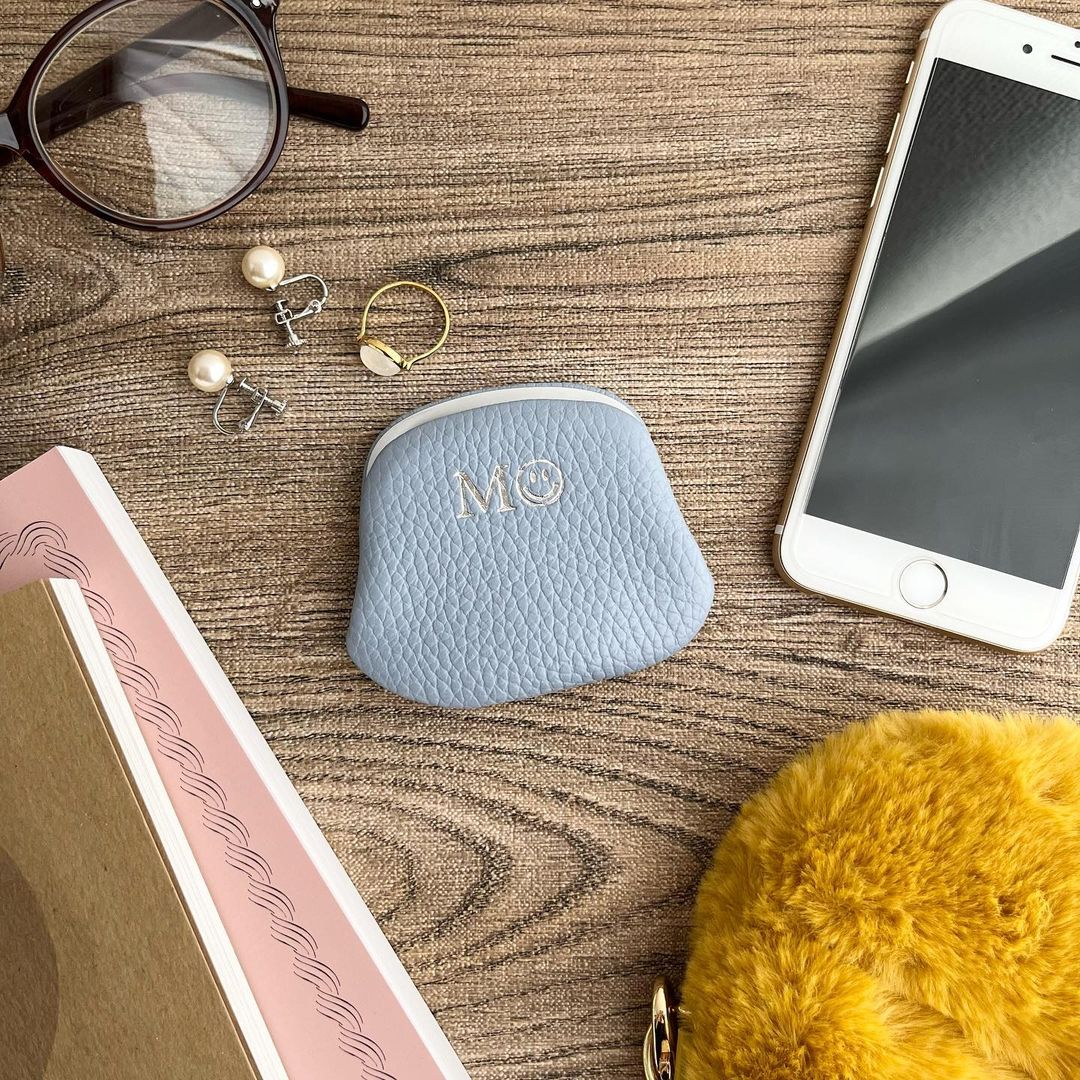 【イニシャル刻印対応】がま口 押し口S 小銭入れ レザーミニマルウォレット (日本製)