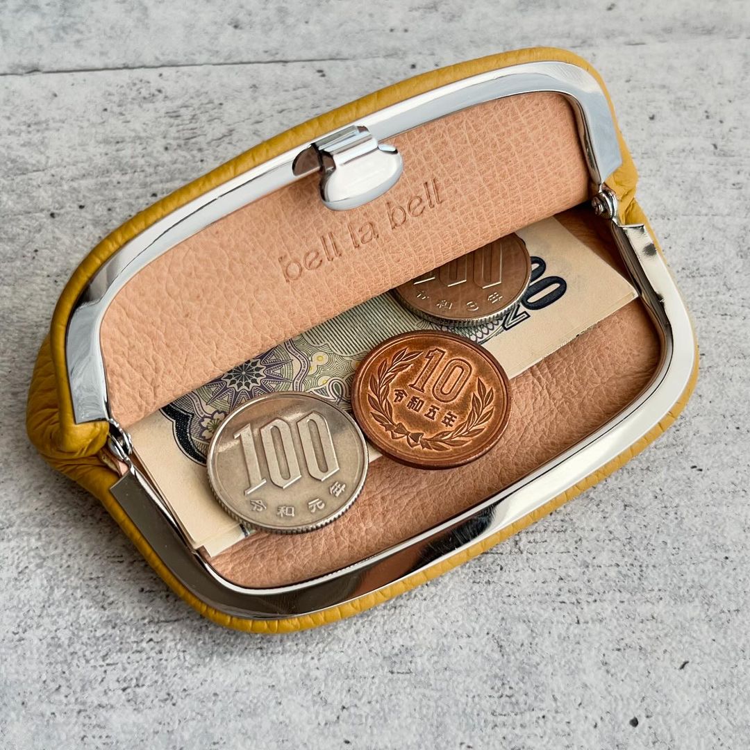 【イニシャル刻印対応】がま口 押し口M ポケット付き 小銭入れ レザーミニマルウォレット (日本製)