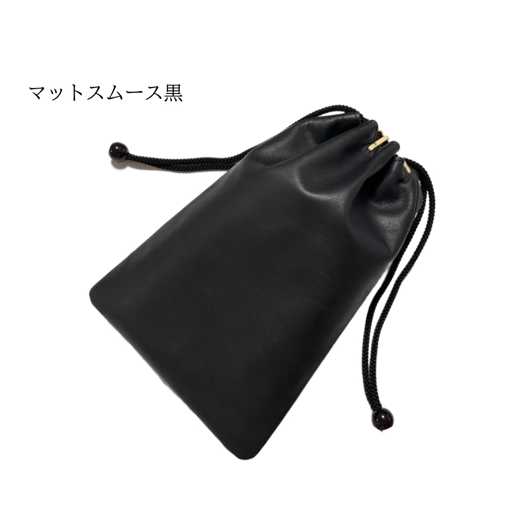 牛革 合切袋 巾着バッグ(日本製)