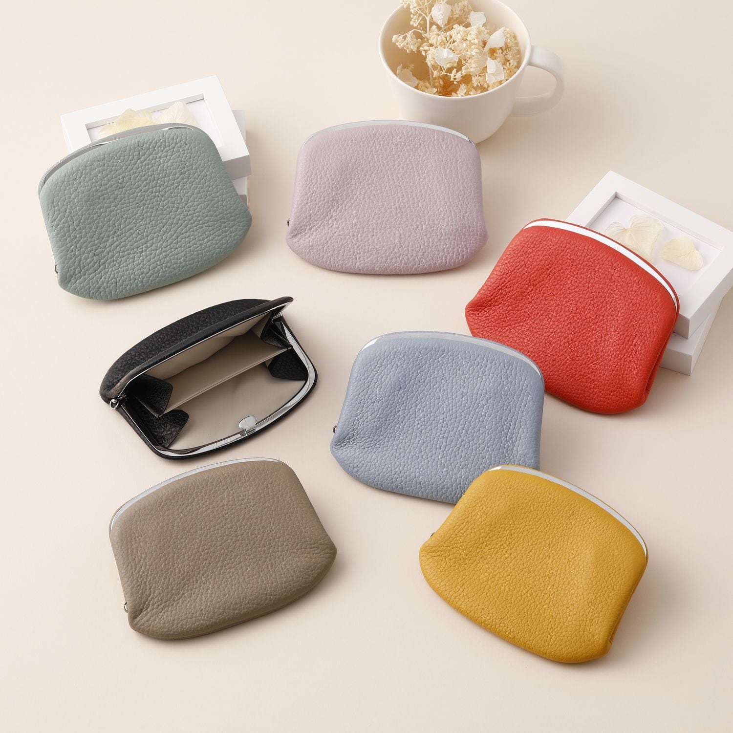 【イニシャル刻印対応】がま口 押し口L レザーウォレット(日本製)