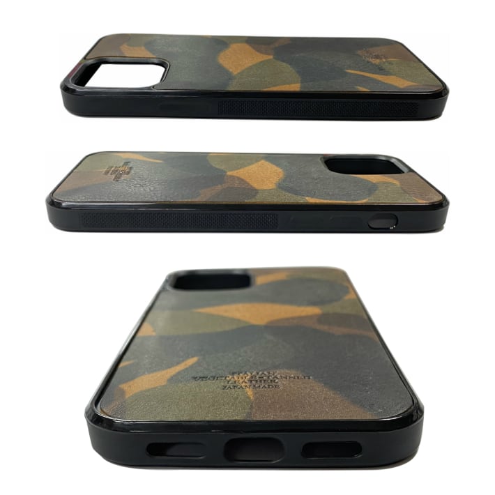 【イニシャル刻印対応】iPhone 13 迷彩バイカラーレザーケース(イタリアンレザー)
