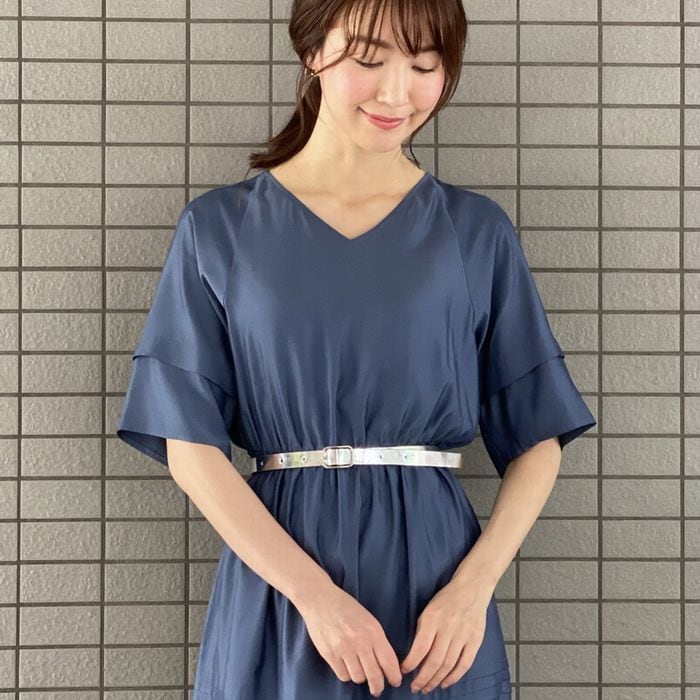 メタリックシルバーレザーベルト(日本製)
