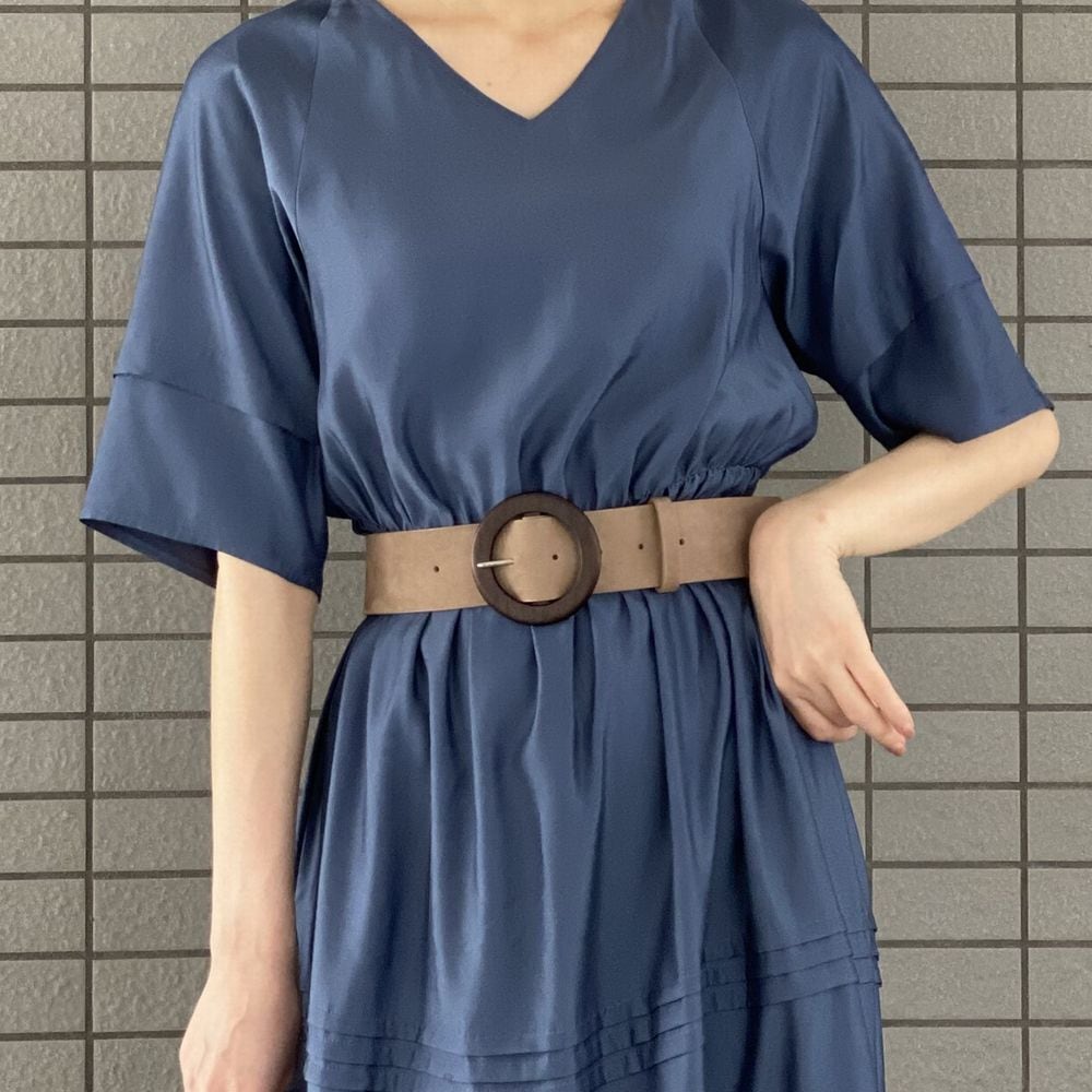 ウッドバックルワイドレザーベルト(日本製)