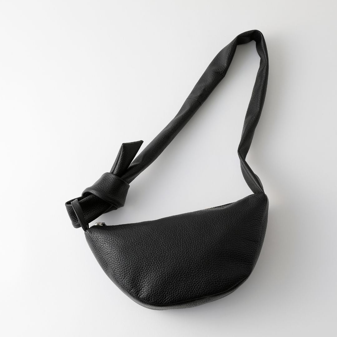 [Available from March, Ivory and Black only] Italian Leather Half Moon 3-Way Bag (Made in Japan)