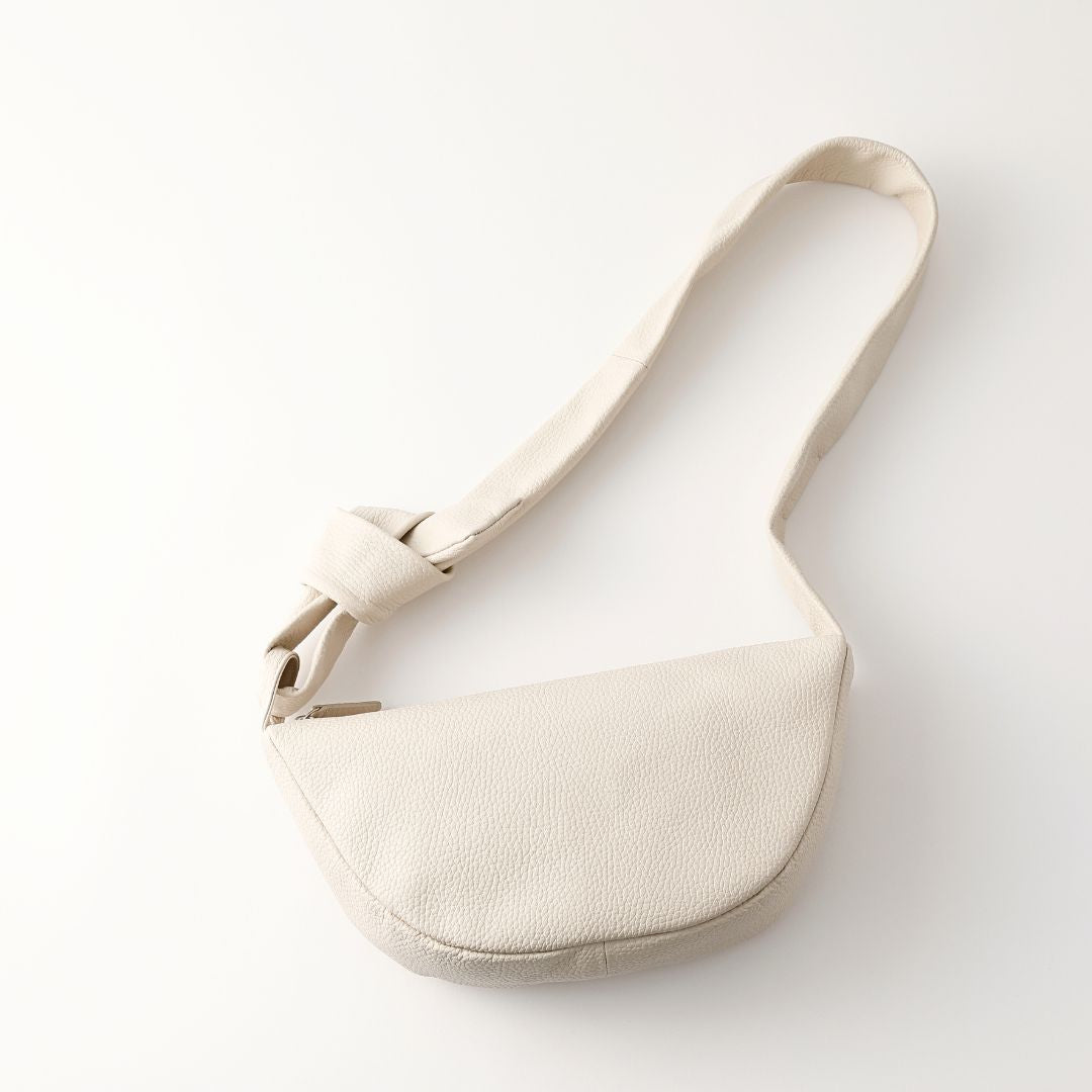 [Available from March, Ivory and Black only] Italian Leather Half Moon 3-Way Bag (Made in Japan)