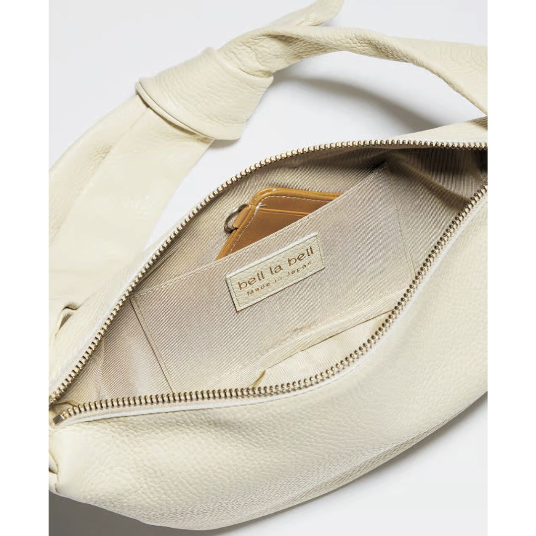 [Available from March, Ivory and Black only] Italian Leather Half Moon 3-Way Bag (Made in Japan)