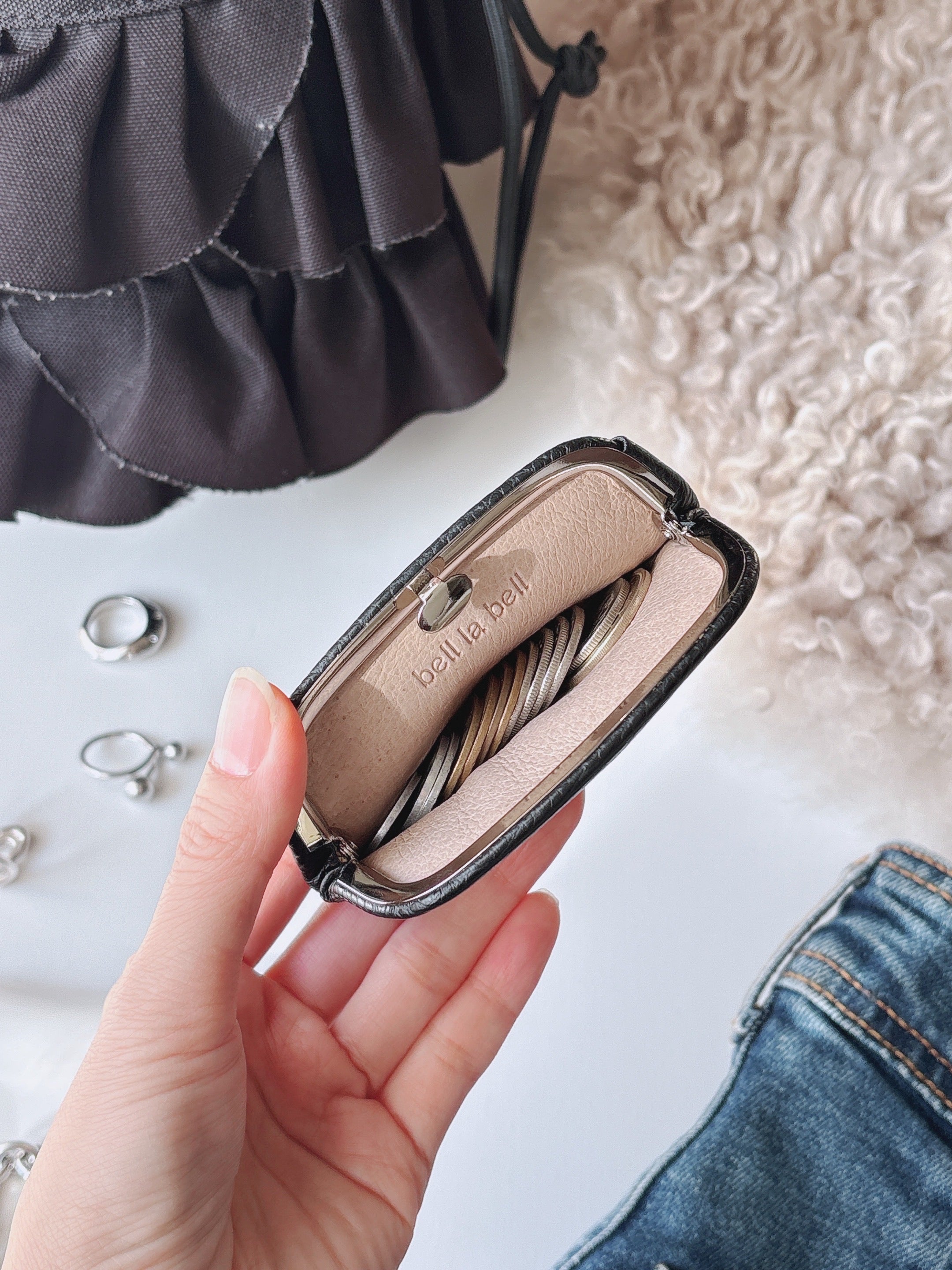 【イニシャル刻印対応】がま口 押し口M ポケット付き 小銭入れ レザーミニマルウォレット （日本製）