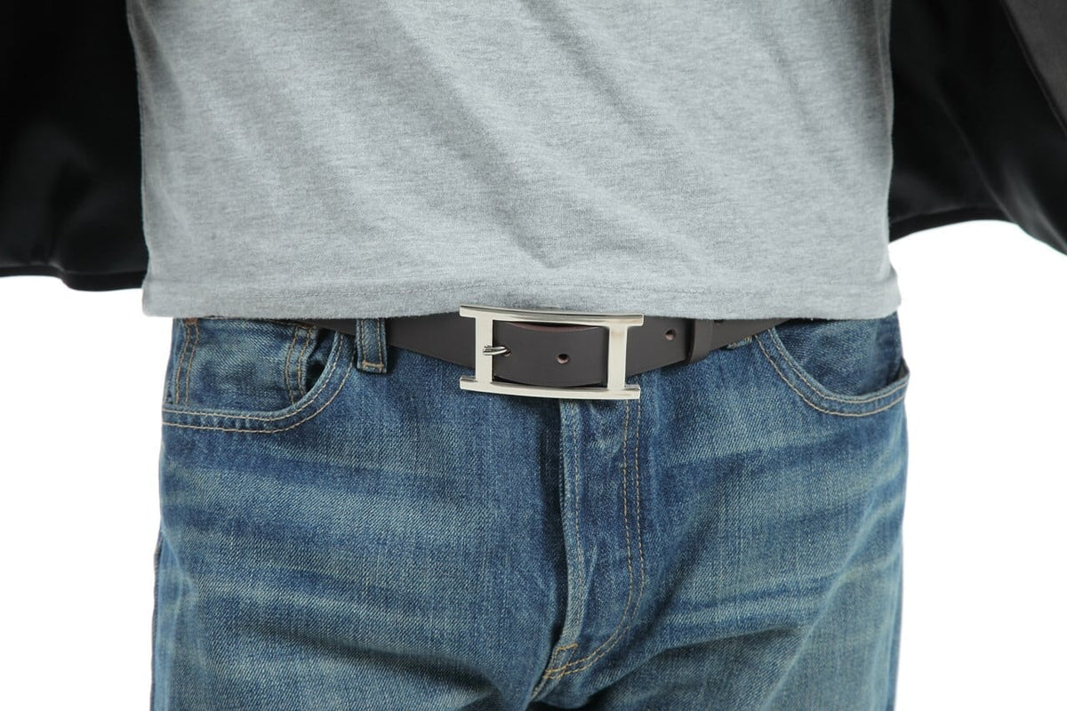 belllabell 牛革 ヌメ革 シルバー Hバックル ベルト メンズ 30mm幅 
